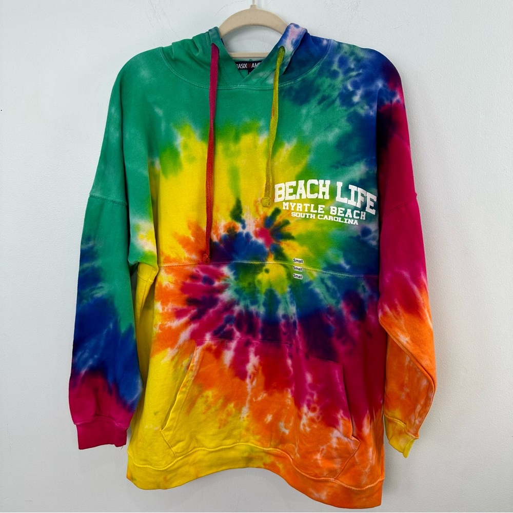 Myrtle Beach Graphic Basix of America Size Small Hooded Tie-dye Sweatshirt NWT